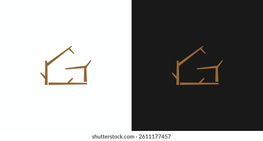 The tree house logo design with the initials G is unique and attractive