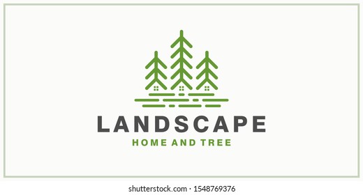 tree and house Logo design inspiration	