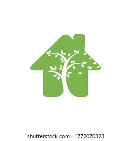 Tree house logo design. Minimal tree house logo company and business. Eco House vector design template. 