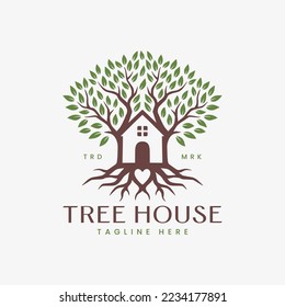 Tree house logo design template