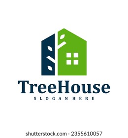 Tree House logo design Template. Creative House Tree logo vector illustration.