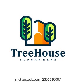 Tree House logo design Template. Creative House Tree logo vector illustration.