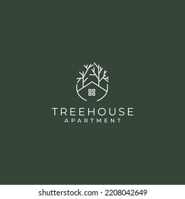 Tree House logo desing icon vector