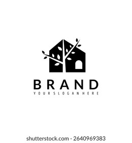 tree house logo in flat design style