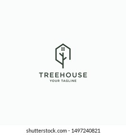 Tree House Logo Icon Design Template. Modern, Simple, Home, Eco, Nature Vector