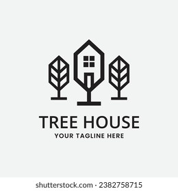 plantilla de ilustración de vector de logotipo de la casa de árbol