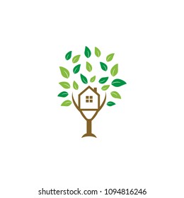 Tree house logo icon graphic template