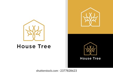 plantilla de icono del logotipo de la casa de árbol. Vector de negocio de la Casa de Árbol, identidad de marca, logotipo moderno Vector	