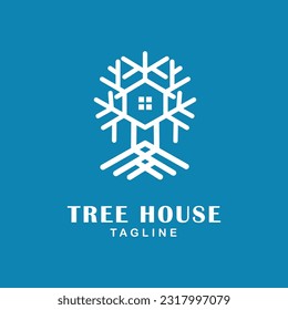 tree house logo line art design