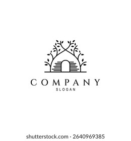 tree house logo in natural line art design style