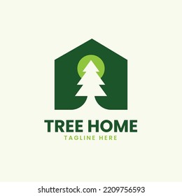 tree with house logo template