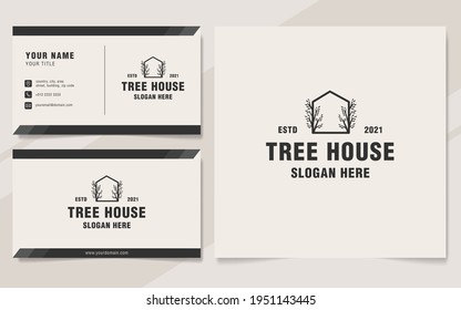 Tree house logo template monogram style