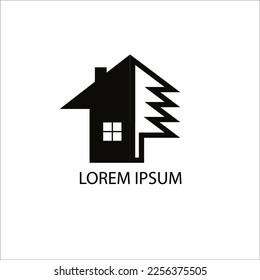 tree house logo vector design in black and white.