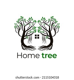 Plantilla de diseño de logotipos de casas de árbol