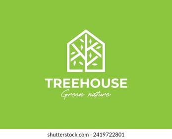 tree house logo vector illustration. nature house logo template