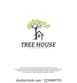 Tree House logo vector template. Leaf House logo