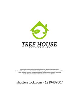 Tree House logo vector template. Leaf House logo