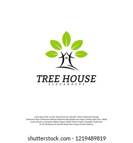 Tree House logo vector template. Leaf House logo