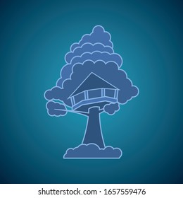 casa de árboles, aventura exterior, ilustración vectorial