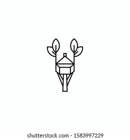 tree house planting logo vector concept with simple, unique and ouline styles