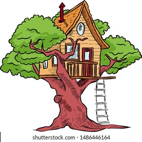 Tree House Drawing Images Stock Photos Vectors Shutterstock