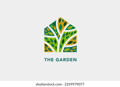 Tree house symbol, icon design. Nature, trees illustration, logo concept. Luxury, modern and minimalistic style