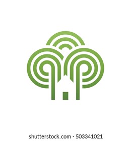 Tree house vector icon. Ecology concept.