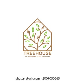 Tree House vector icon. Nature House vector illustration logo design.
