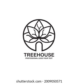 Tree House vector icon. Nature House vector illustration logo design.
