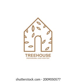 Icono de vector de la casa de árbol. Diseño del logo de la ilustración vectorial de la Casa de la Naturaleza.
