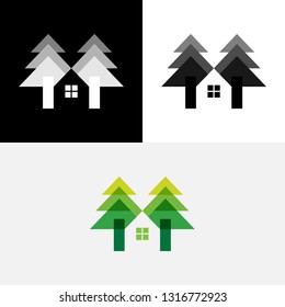 Tree House Wood Home Icon Logo
