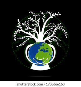 Tree hugging the Earth Vector