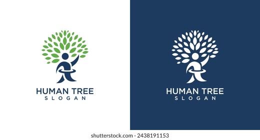 Tree human ecological symbol logo vector	
