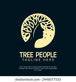 tree human head logo design template