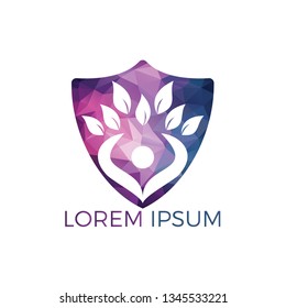 Tree human logo. Healthy people logo design. Human life logo icon. 