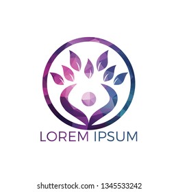 Tree human logo. Healthy people logo design. Human life logo icon. 