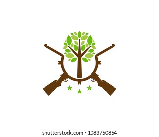 Tree Hunting Icon Logo Design Element