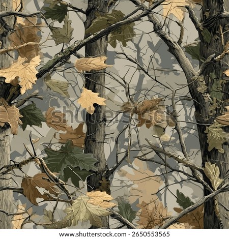Tree hunting pattern. Camouflage background. Seamless pattern. Digital camouflage. Abstract camo. Forest background. Jungle texture. Real tree hunting camouflage pattern. Vector camo seamless pattern.