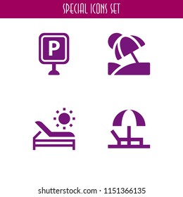 tree icon. 4 tree set with beach, hammock and park vector icons for web and mobile app