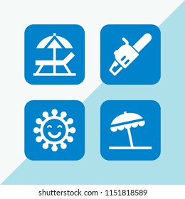 tree icon. 4 tree set with summer, beach and chainsaw vector icons for web and mobile app