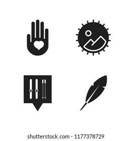 tree icon. 4 tree vector icons set. ski station pin, heart on the palm and leaf icons for web and design about tree theme