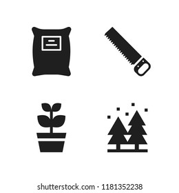 tree icon. 4 tree vector icons set. saw, plant and seeds icons for web and design about tree theme