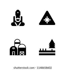 tree icon. 4 tree vectors with barn, great buddha of thailand, laser and forest icons for web and mobile app