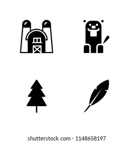 tree icon. 4 tree vectors with tree, leaf, barn and beaver icons for web and mobile app