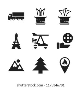 tree icon. 9 tree vector icons set. christmas, woods marker and plant icons for web and design about tree theme
