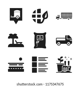 tree icon. 9 tree vector icons set. caravan location, seeds and beach icons for web and design about tree theme