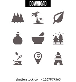 tree icon. 9 tree vector set. olive oil, kitchen pack, leaf and caravan park location icons for web and design about tree theme