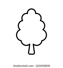 Tree icon. Black contour linear silhouette. Front side view. Editable strokes. Vector simple flat graphic illustration. Isolated object on a white background. Isolate.