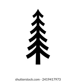 Tree icon. Black contour linear silhouette. Editable strokes. Front side view. Vector simple flat graphic illustration. Isolated object on a white background. Isolate.