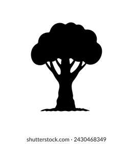 Tree icon. Black silhouette. Front side view. Vector simple flat graphic illustration. Isolated object on a white background. Isolate.